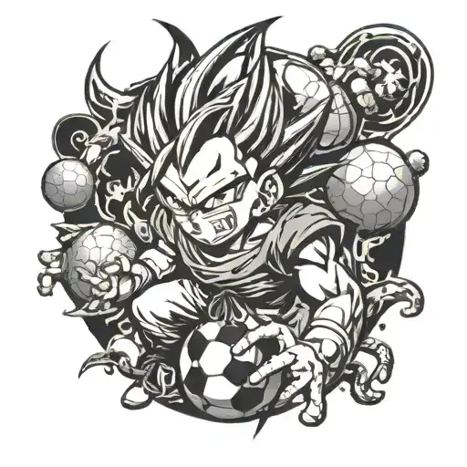 A Dragon Ball Inspired Tattoo Combining Elements Of Football And Rap