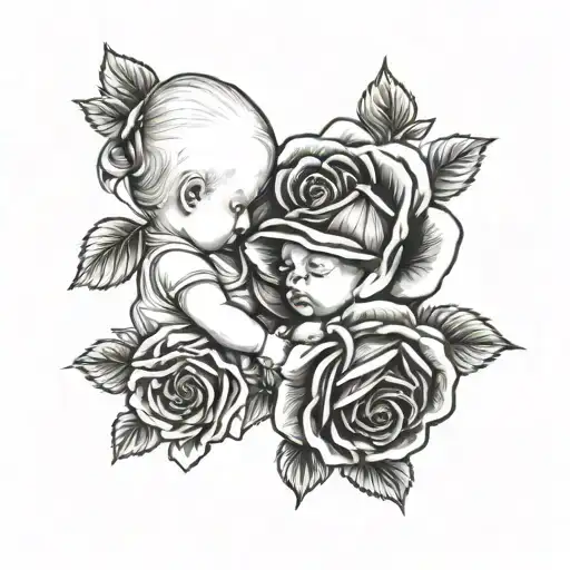 Twin Baby Girls Holding Hands Include Roses