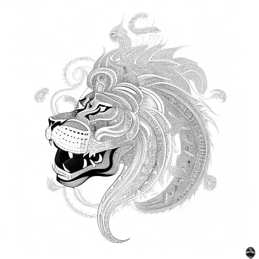 An Intricate Design Of A Lion And An Alligator Forming The Word 'Harshad'