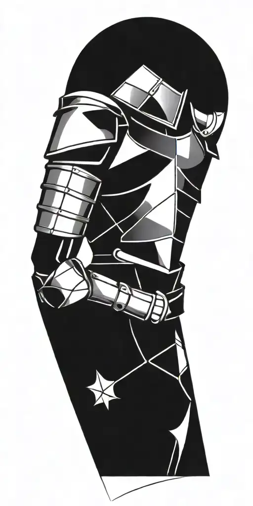 Geometric Tattoo Featuring Medieval Armor