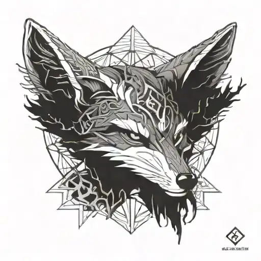 Combine A Fox With A Ghost From Destiny 2 In A Blackwork Style