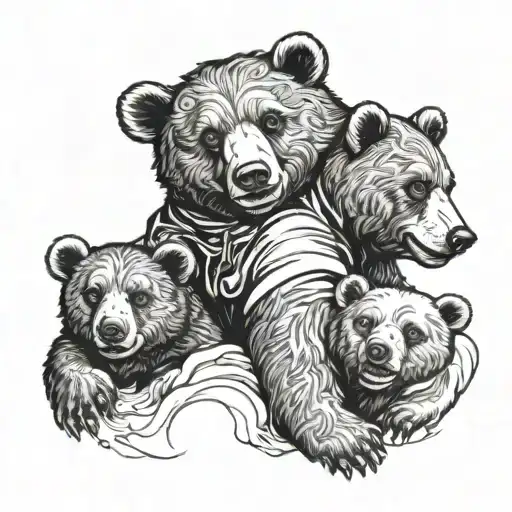 Bear Head Children Playing Thre