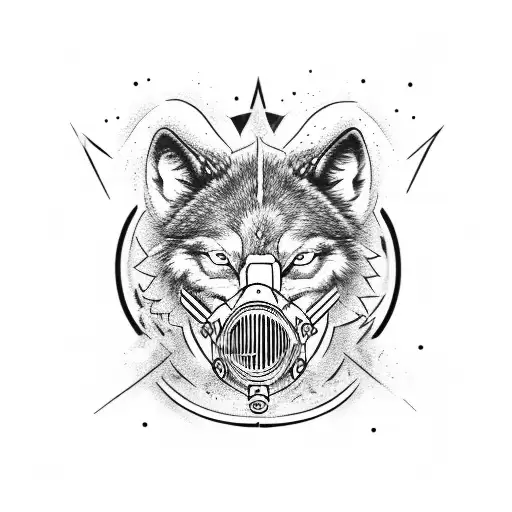 One Head One Side Wolf The Other Gas Mask