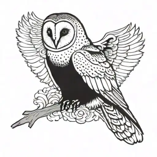 Barn Owl In Silhouette And For Stamp