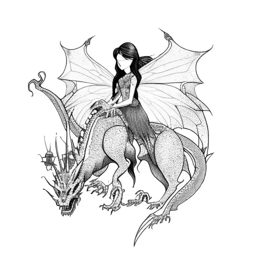 Fairy Princess Riding A Dragon