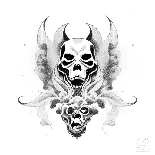 Grim Reaper With Cerberus And Smoke Background