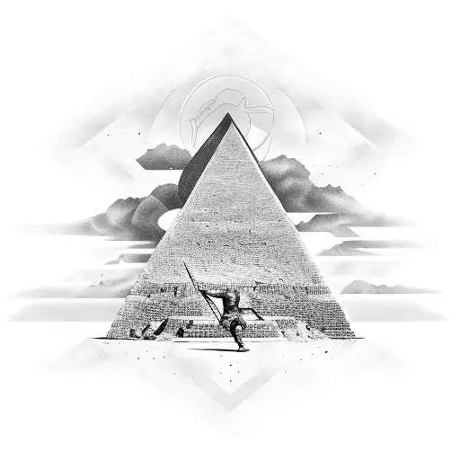 Pyramid With A Gladiator Fighting In The Sun