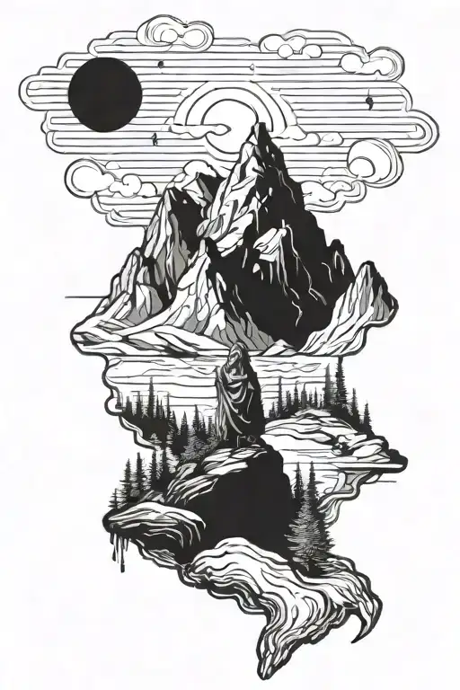 Mountain Range With The Hermit Statue