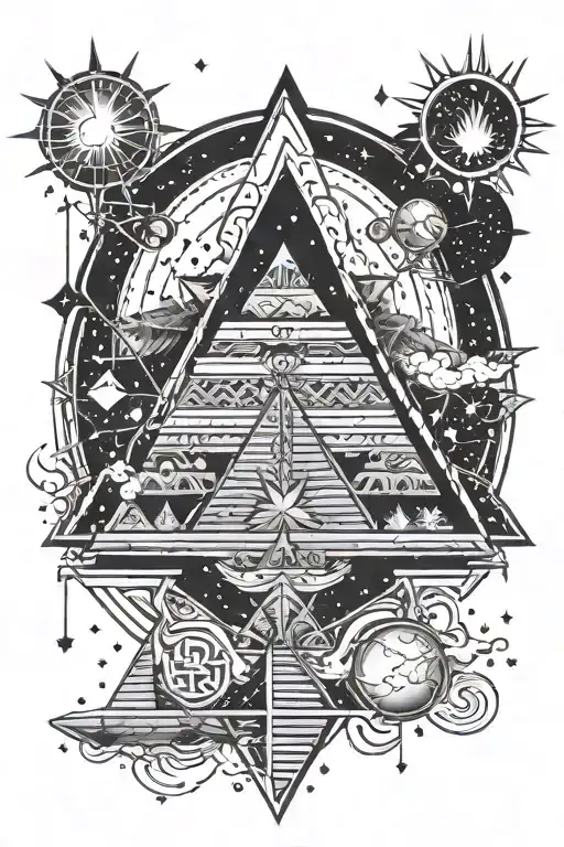 Constellation Orion Stars Constellation With Lightning And And Aztec Pyramid