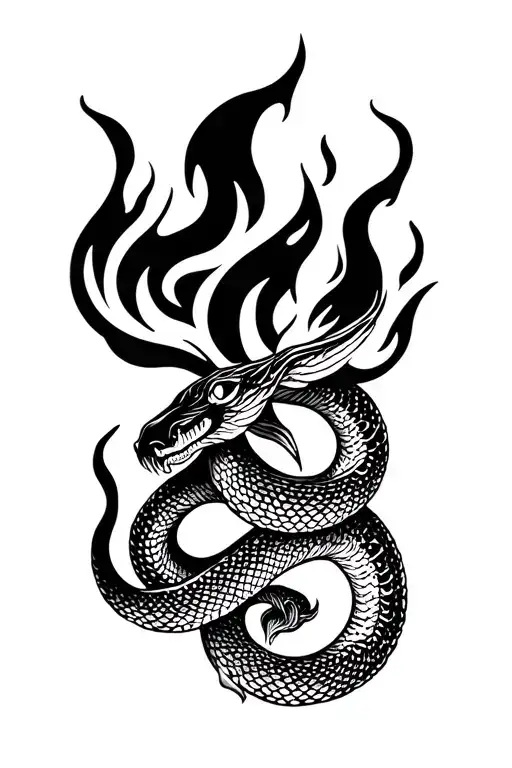 Fire In Shape Of Snake Coming