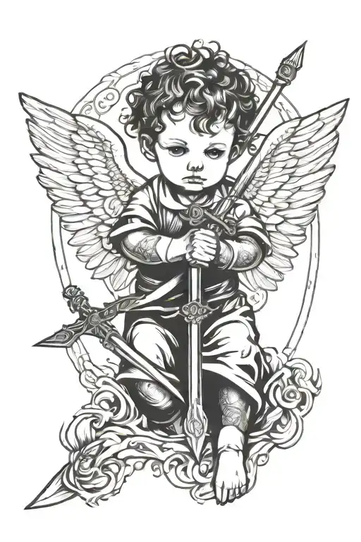 Baby Angel Holding Sword