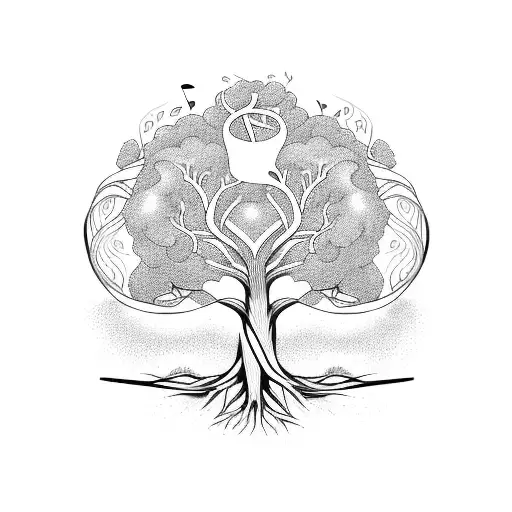 A Tree Of Life With Roots Shaped Like Music Waves