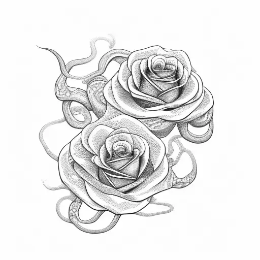 An Intricate Design Of A Snake Wrapped Around A Blooming Rose