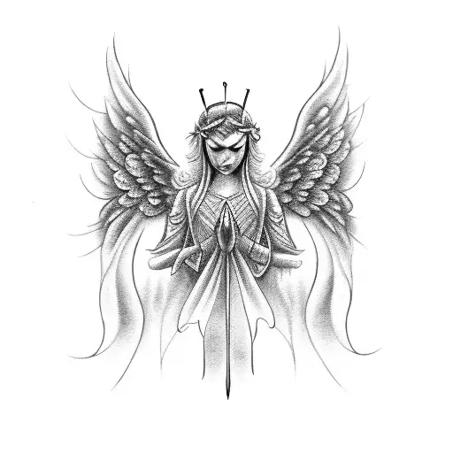 The Number 444 Between Two Angel Feathers