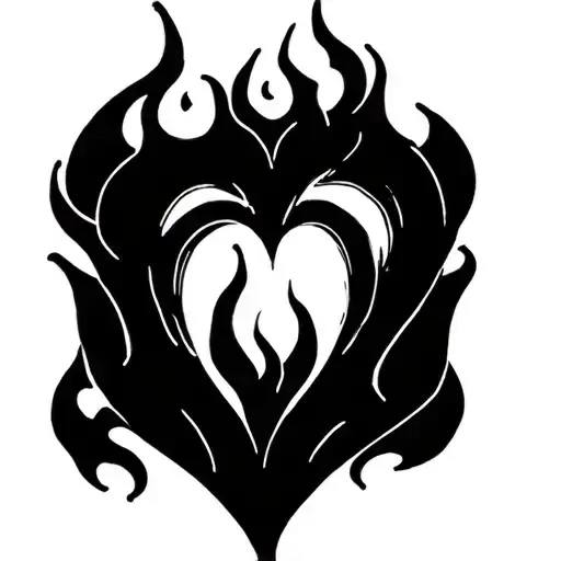Heart Symbol With Flame Inside Minimalistic