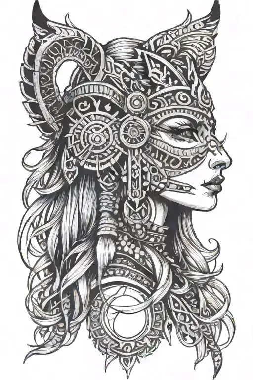 Female Warrior Animal Head Dress