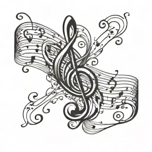 Treble Clef Intertwined With Music Notes