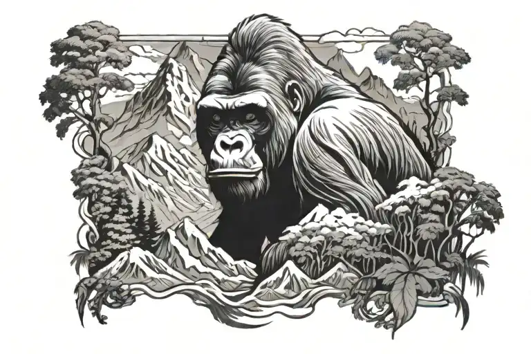 Gorilla Misty Mountain Scenery