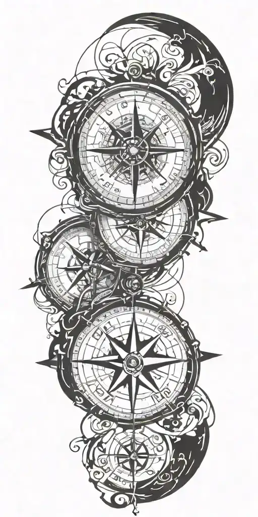 A Compass Intertwined With Elegant Calligraphy Writing