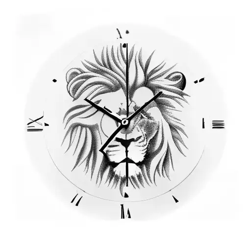 Lion Flowers Clock Trees Tarot Card