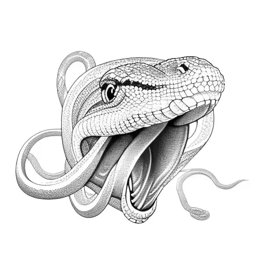 Snake With Open Mouth And With The Tongue Out