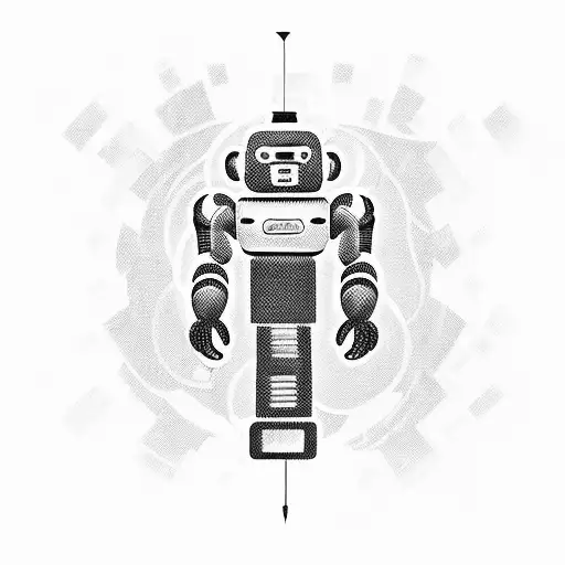 A Fierce And Detailed Kenex Robot Playing An Electric Guitar