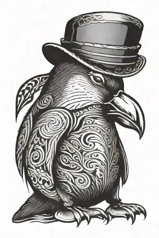 Male Penguin With A Flat Bill Hat On Top