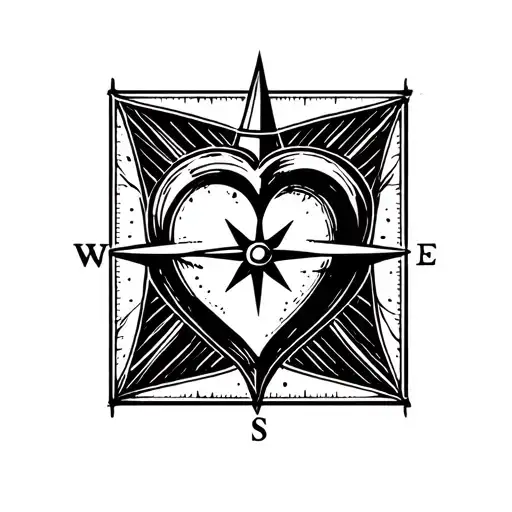 Heart Symbol With Compass Minimalistic