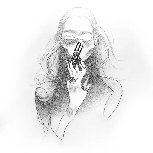 Women Smoking One Line Draw