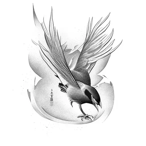 Vermillion Bird Lan On Water