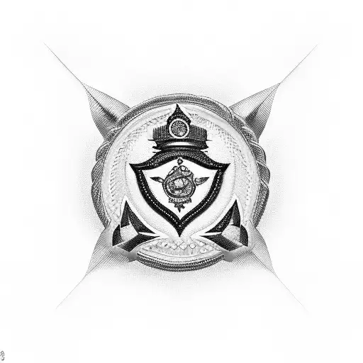 A Police Badge Intertwined With Religious Symbols