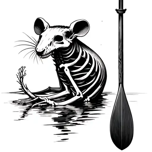 Oar With A River Rat Skeleton