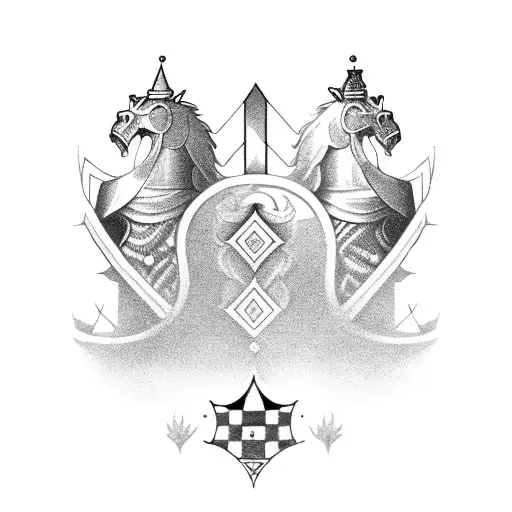 A 5Inch Black And Gray King Chess Pieces With A Red Ace In The Middle