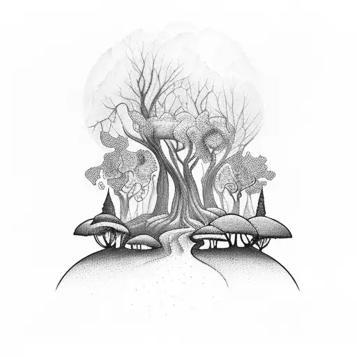 A Mystical Forest With A Hidden Bakery Nestled Among The Trees