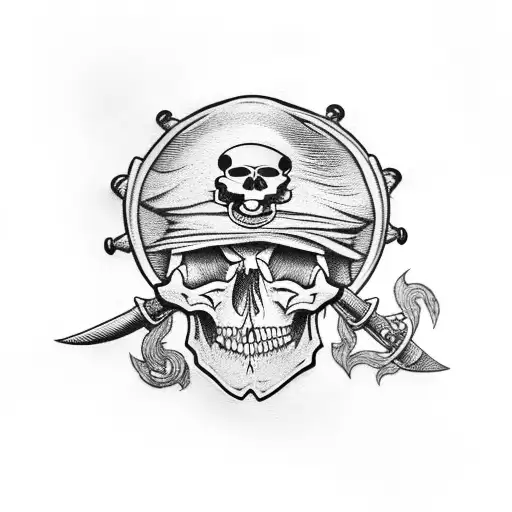 Skull With Pirate Hat And Two Swords