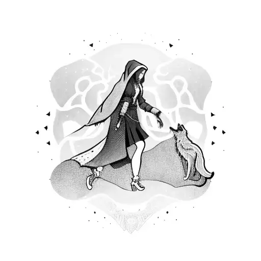 A Red Riding Hood And The Woolf In On Person