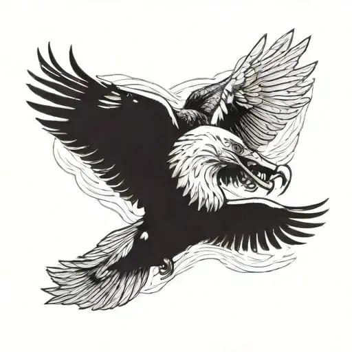 Bald Eagle And Shark Fighting Each Other