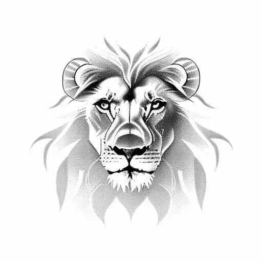 A Lion With Blue Eyes Looking Out Of A Scar Tissue