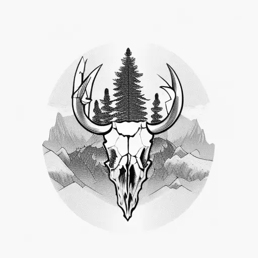 Bull Skull With Desert Behind It During Sunset