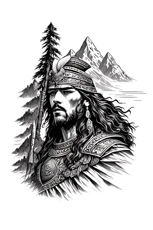 Mountains And A Warrior