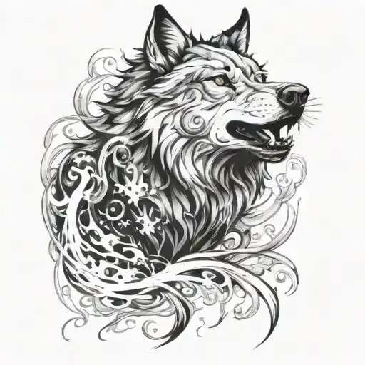 A Smoke-filled Wolf Emerging From The Shadows