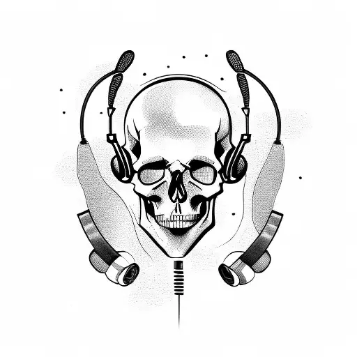 Skull With Gaming Headset And Tear
