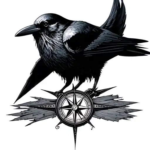 Crow Skull With Amy On It Lies An Ancient Compass
