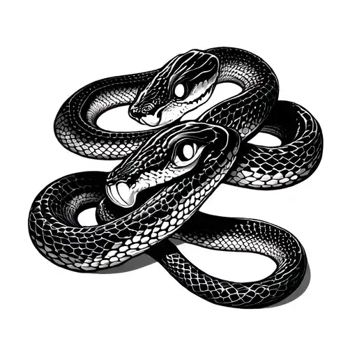 Two Cabesa Snake With White Eyes Agrees