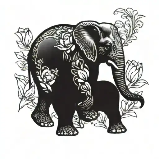 Elephant With Colorful Tulips