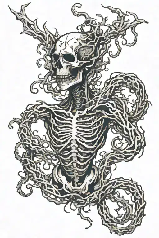 Visceral Vine Macabre Horror Creature Blackwork