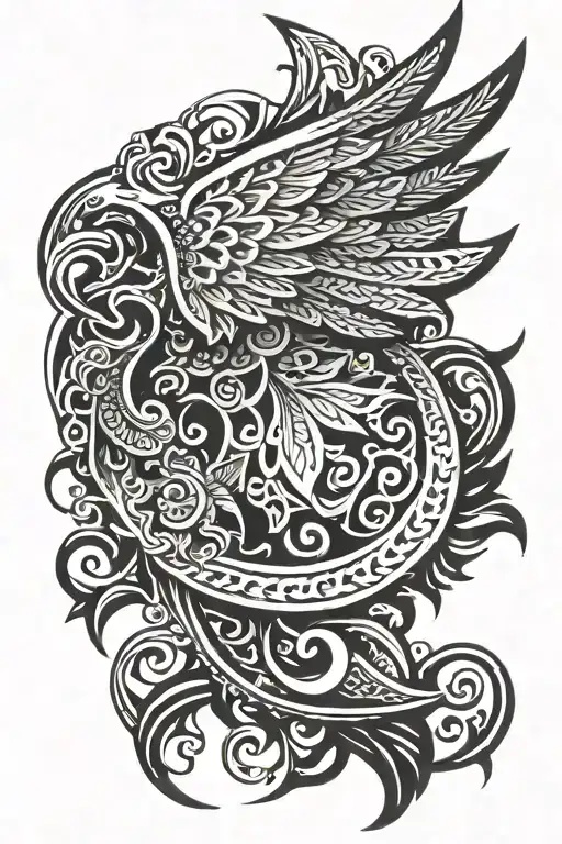 Left Half Wing Neo Tribal Style
