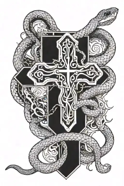 Cross With A Snake Wrapped
