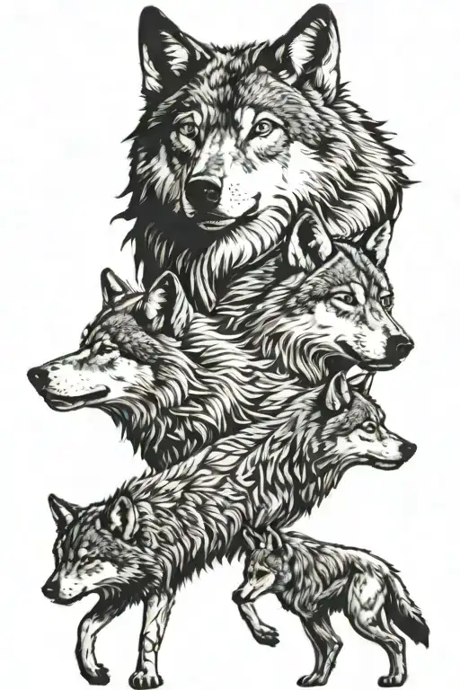 Trio Wolf Standing
