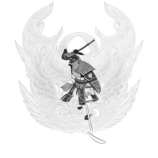 A Samurai Flying In A Phoenix